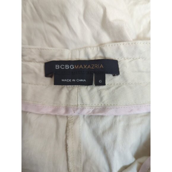 BCBGMAXAZRIA Women's Y2k Vtg Cropped Capri Tan Beige Pants Tie Waist Size 6 - Picture 2 of 9